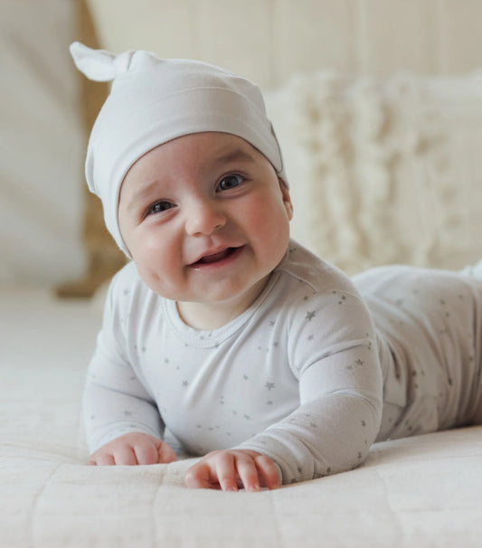 Knotted Baby Hat- Fog