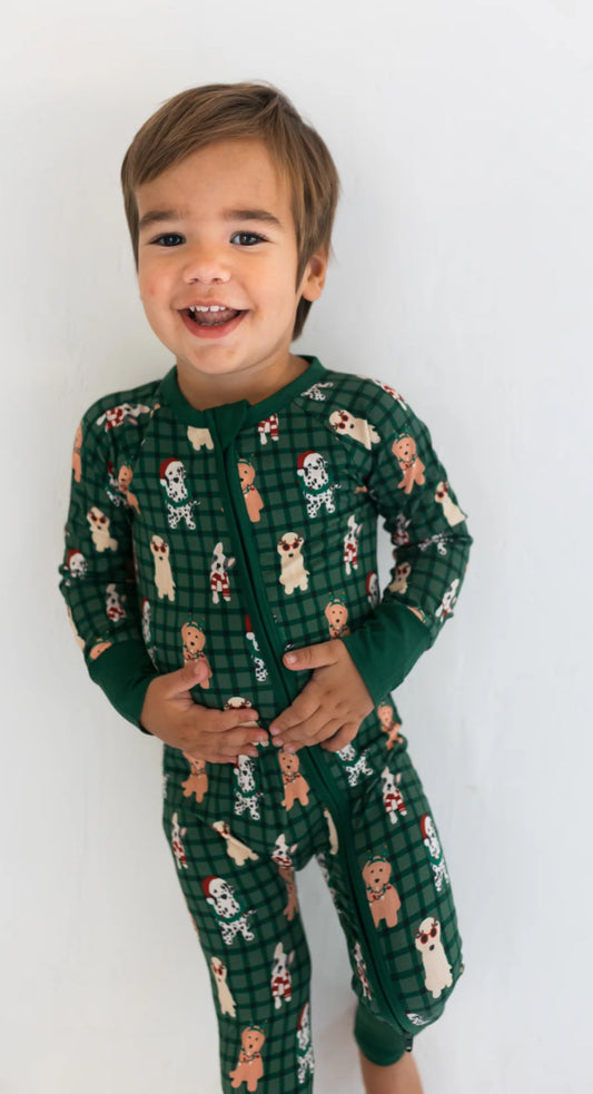 Christmas Pups Zipper Romper