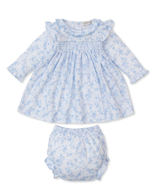 Old English Roses Blue Smocked Dress set