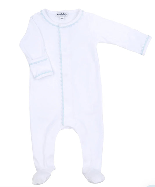 Baby Joy Footie with Blue Crochet Trim