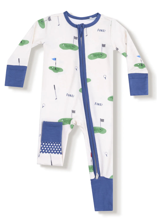 All Fore Golf- Two Way Zipper Romper