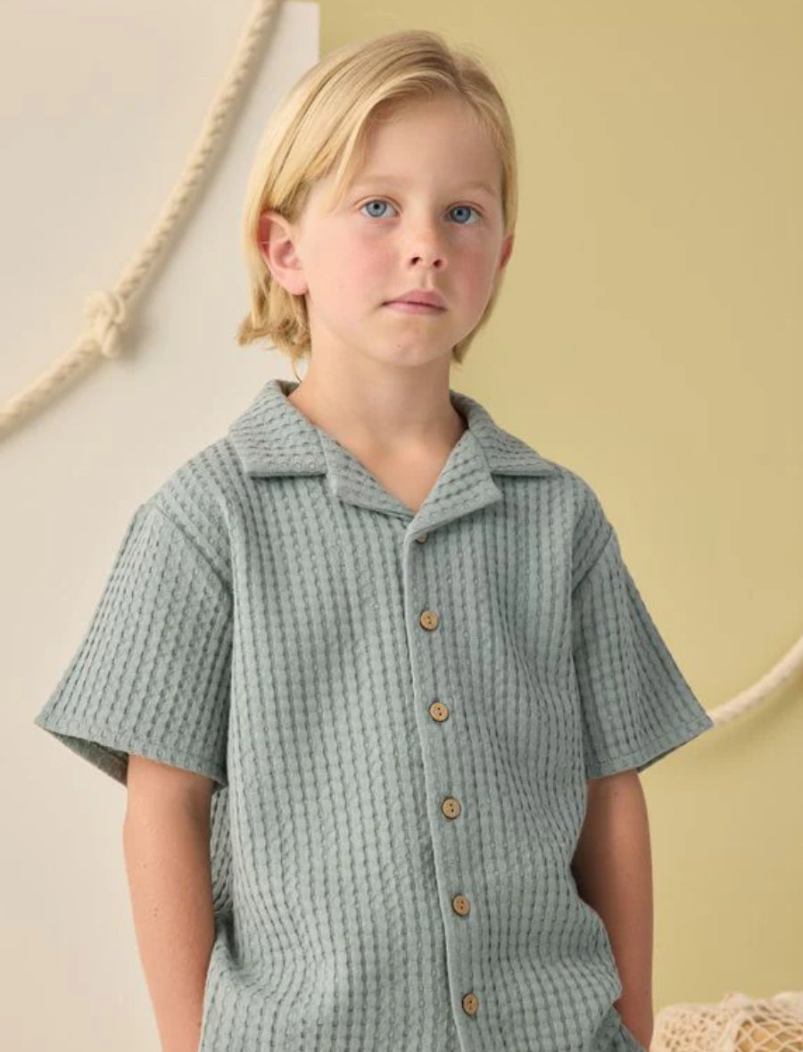 Lapel Collar Shirt-sea green