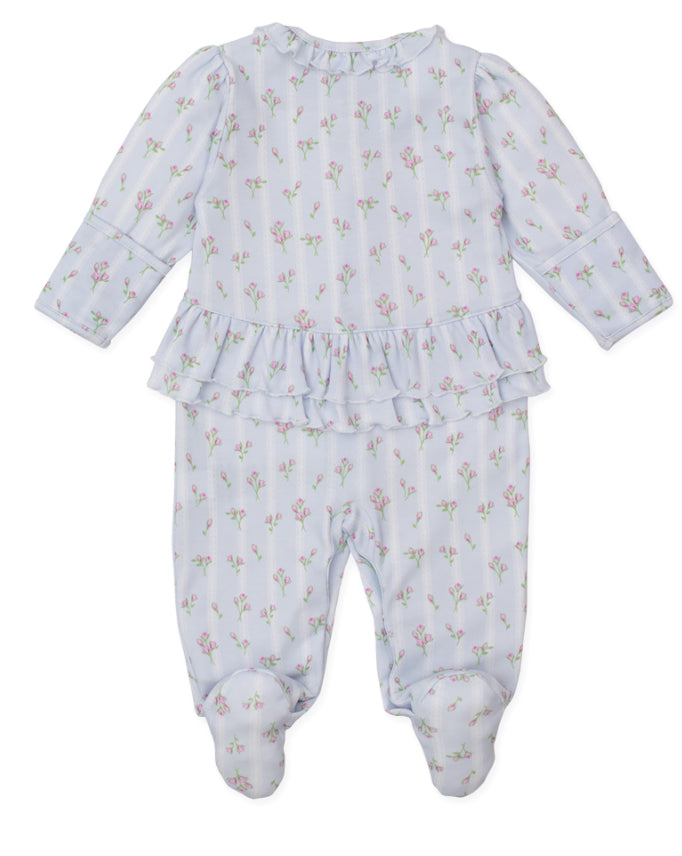 Ribbon Stripe Bouquets Footie With Zipper