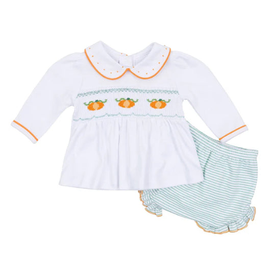 Lil Pumpkin Smocked Diaper Cover Set