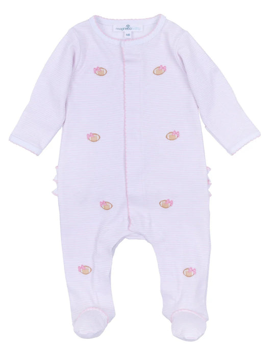 Touchdown Cutie Embroidered Zipper Footie- Pink