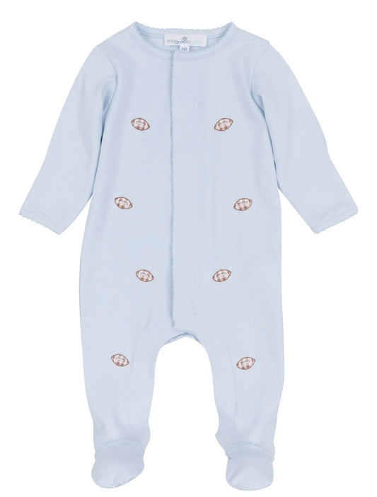 Tiny Tailgater Smocked Footie- Blue