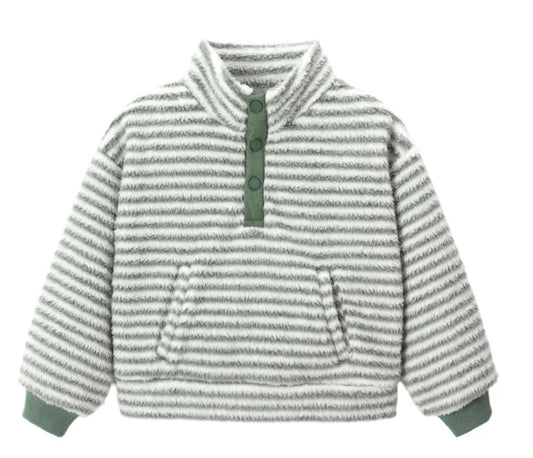 Snap Pullover- Evergreen Stripe