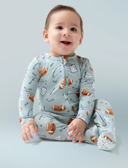 Touchdown Time- Two Way Zipper Romper- Grey Mist