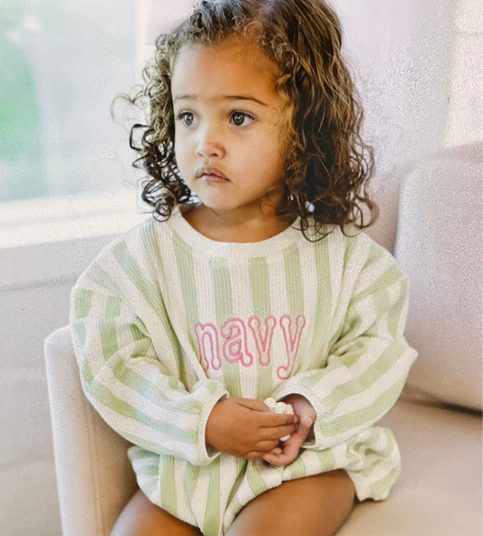 Sage Stripes Biker Shorts Set