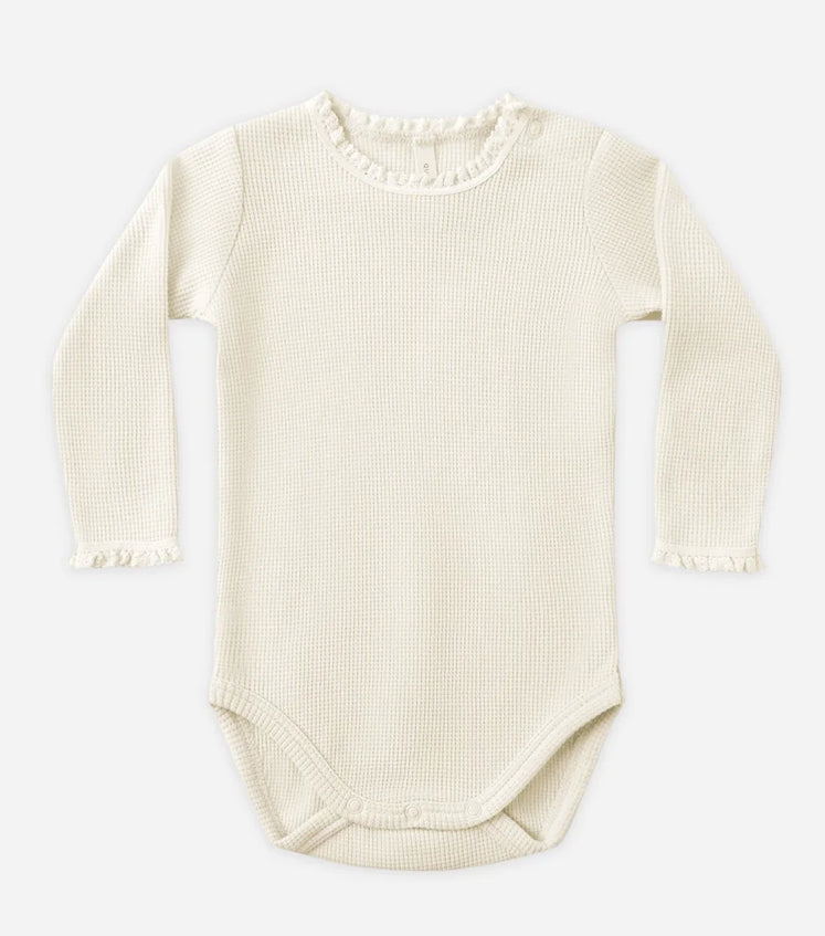 Waffle Long Sleeve Bodysuit- Natural