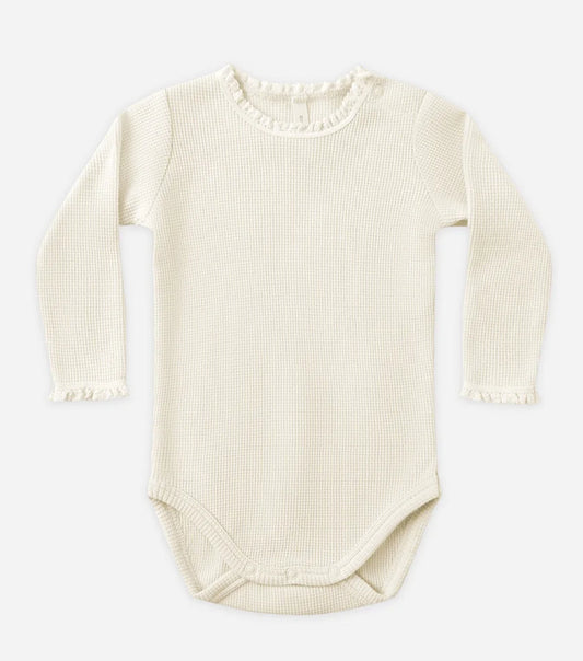 Waffle Long Sleeve Bodysuit- Natural