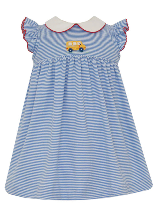 Knit School Bus Dress with Ruffle Sleeves