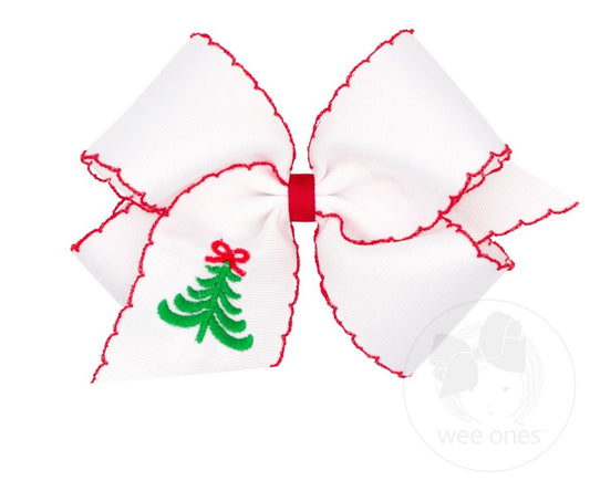 King Embroidered Christmas Tree Moonstitch Bow