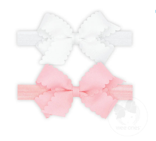 GIFT PACK! Two Mini Scallop Bows With Bands