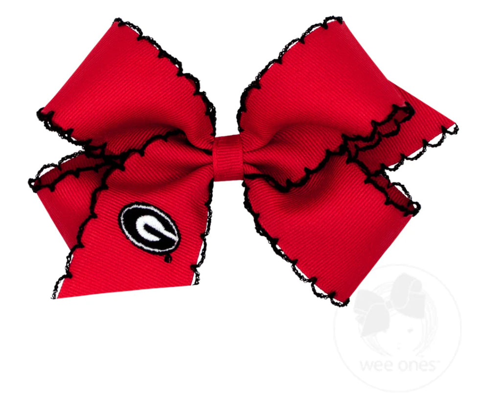 Medium Embroidered UGA Moonstitch Bow