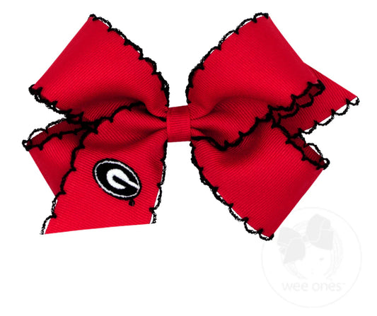 Medium Embroidered UGA Moonstitch Bow