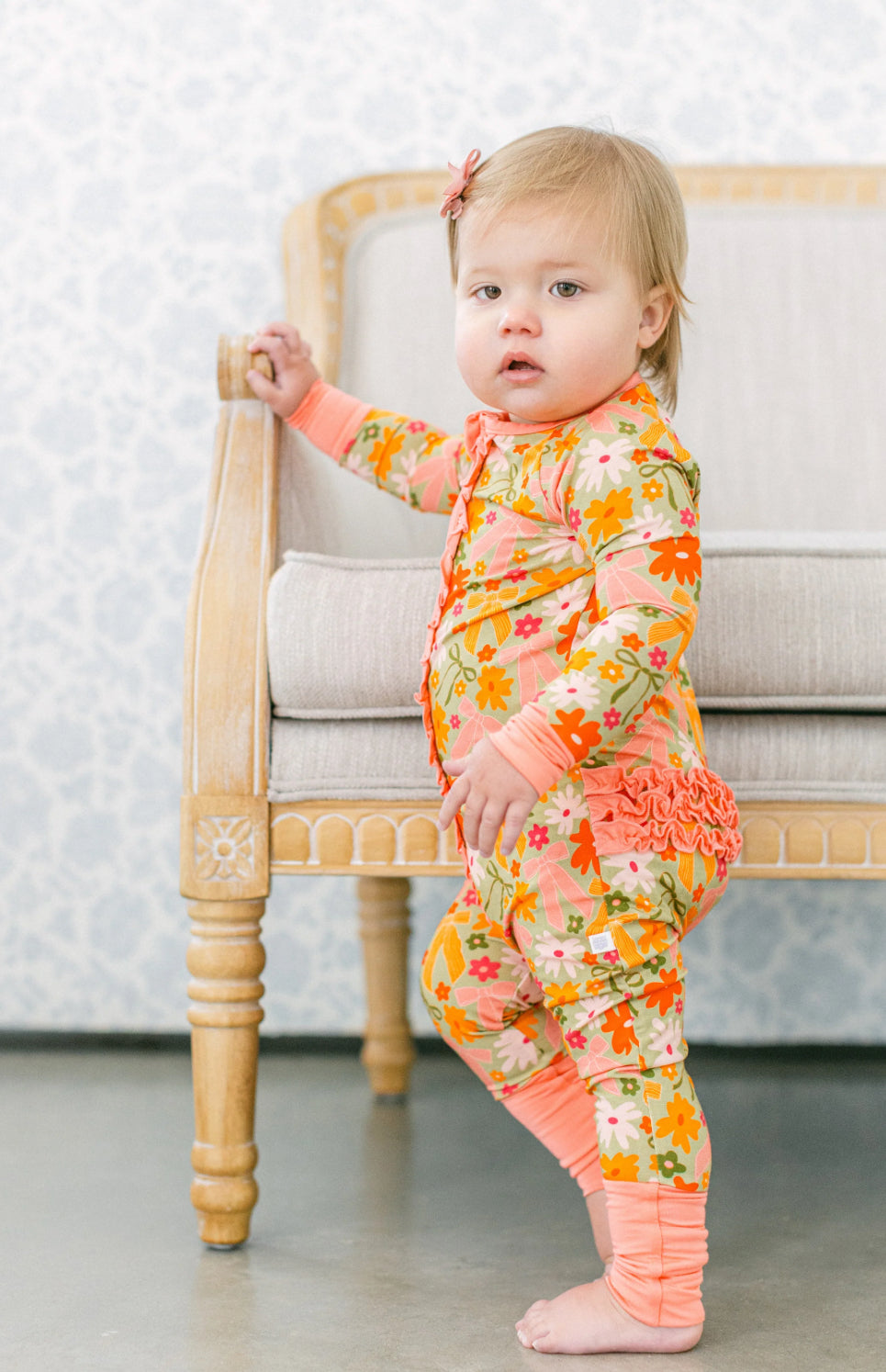 Fall Flowers Ruffle Romper