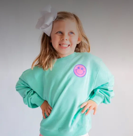 Xoxo By Magpies- Anything Is Possible Smiley Sweatshirt in Aqua