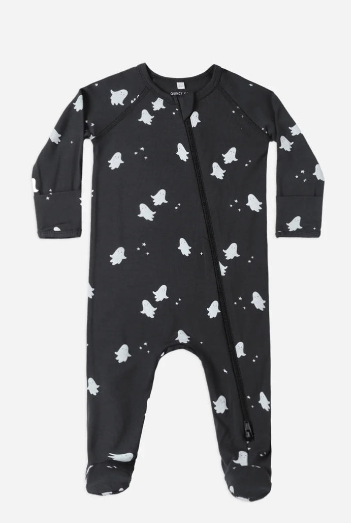 Bamboo Zip Footie- Ghosts
