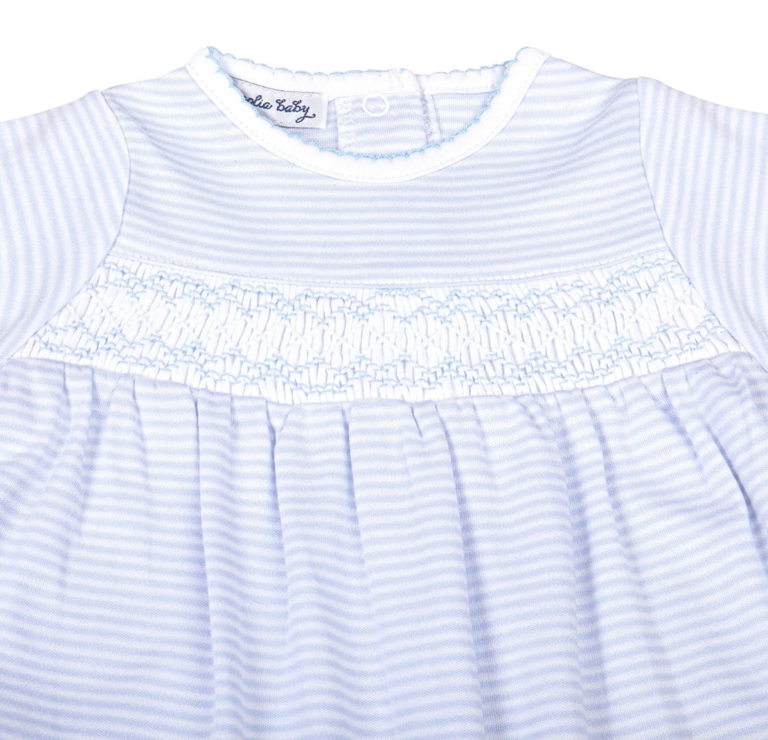 Mini Blue Stripes Smocked Bubble