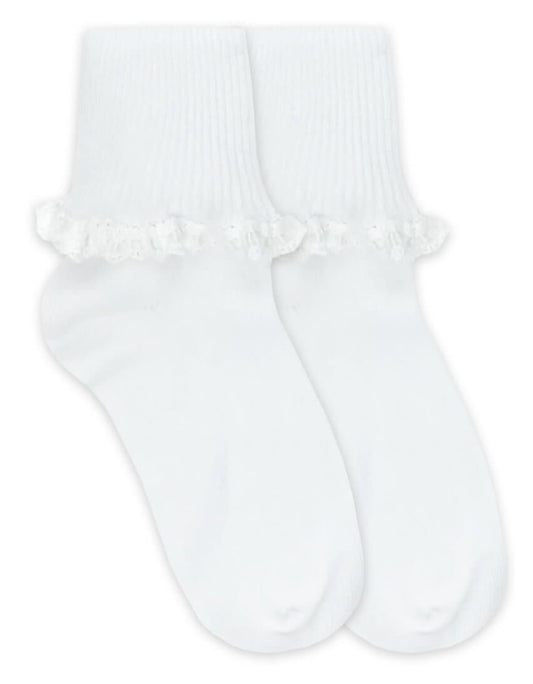 Cluny and Satin Lace Turn Cuff Socks