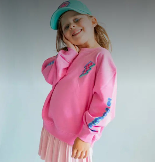 Xoxo By Magpies- Anything is Possible Lightning Sweatshirt in Berry Pink