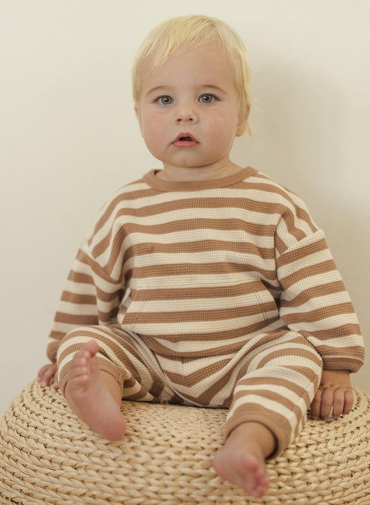 Waffle Slouch Set- Harvest Stripe