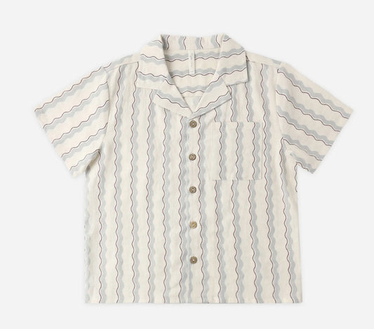 Lapel Collar Shirt- Wave Stripe