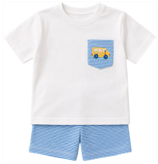 Knit School Bus Short Set