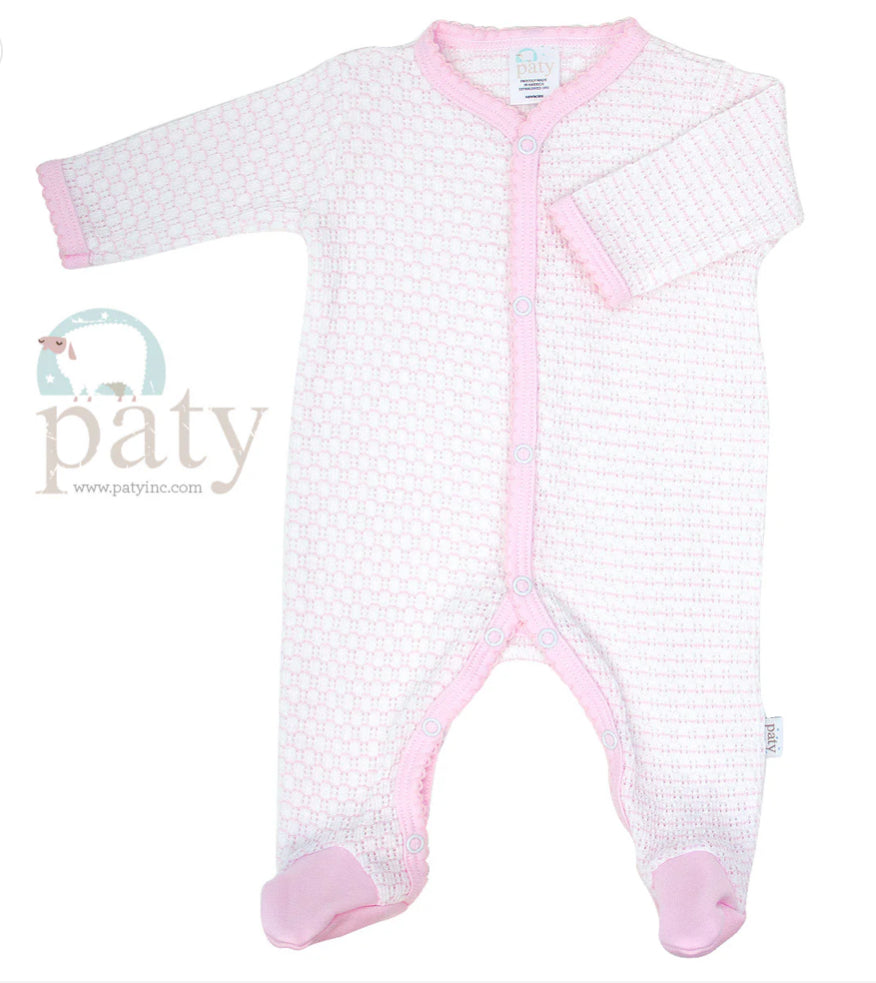 Knit Footie With Pima Trim Pink