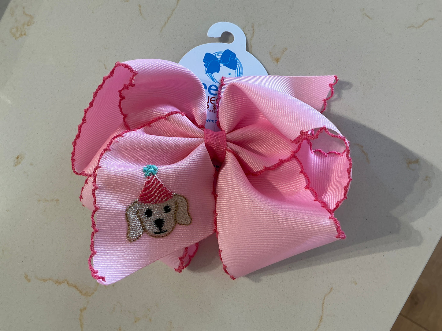 Pink King Birthday Bow with Puppy