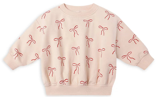 Relaxed Fleece Sweatshirt- Red Bows