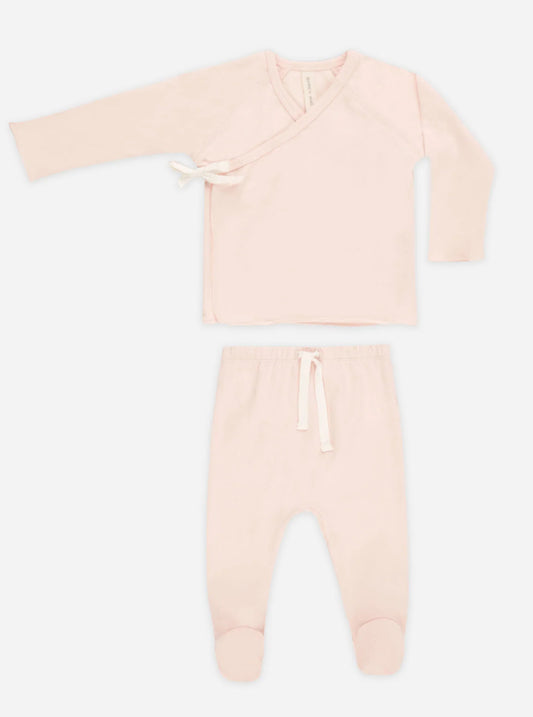 Wrap Top + Footed Pant Set- Petal