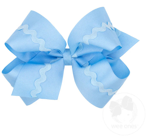 King Bow With Ric Rac- Light Blue