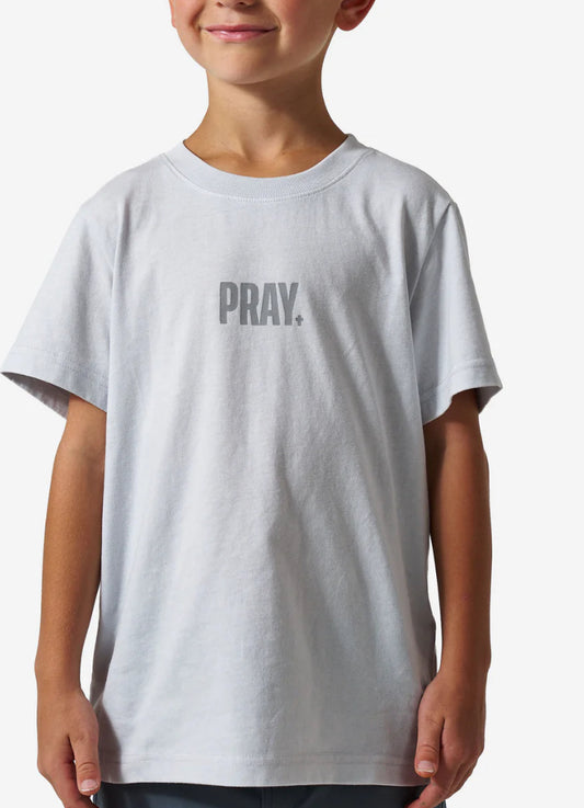 Youth Vintage Washed Tee - PRAY - Light Grey
