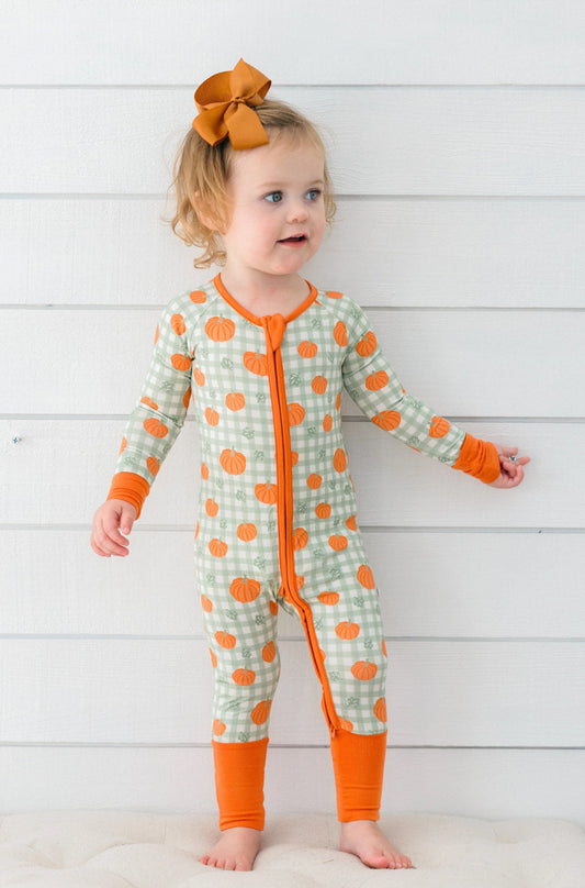 Cozy Pumpkin Zipper Romper