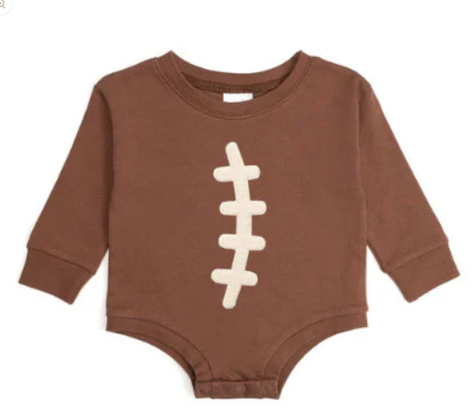 Football Lace Patch Long Sleeve Romper