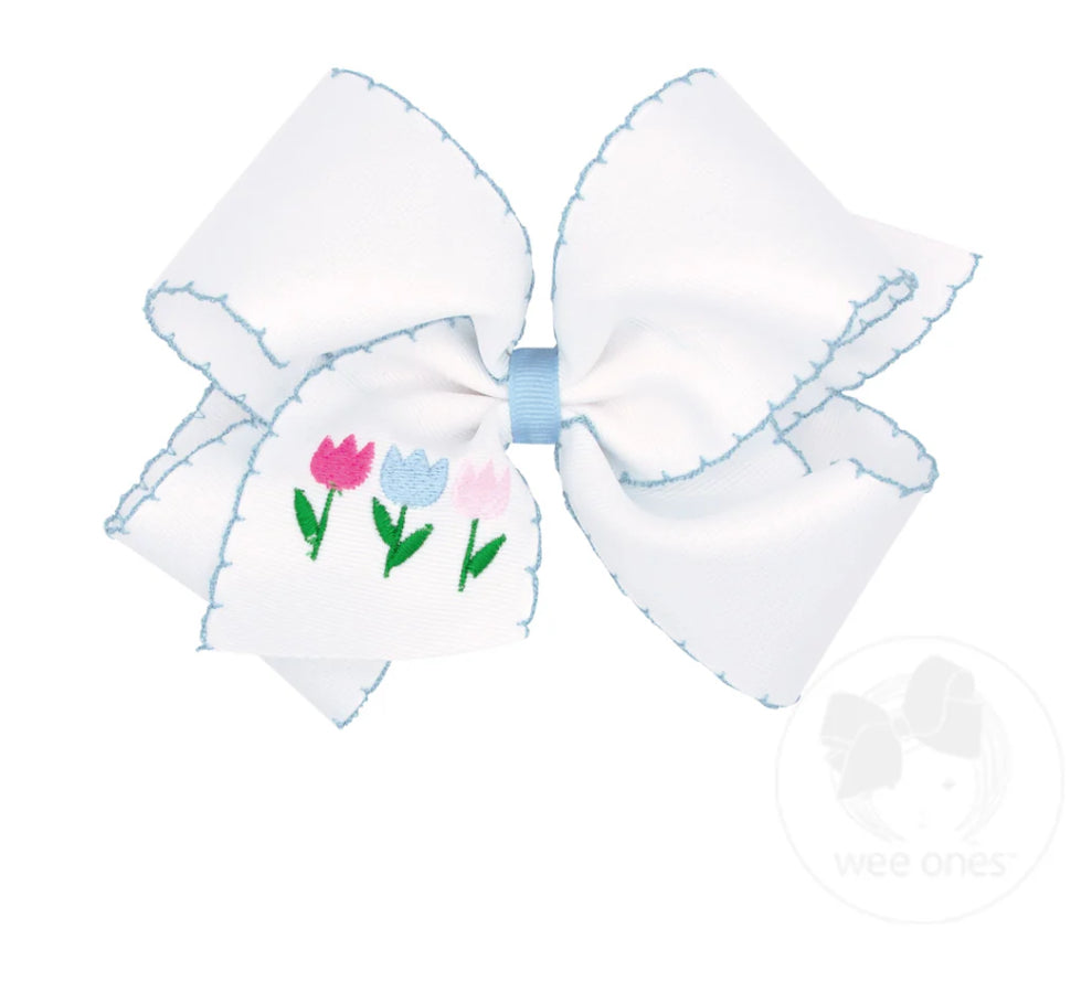 King Embroidered Tulip Moonstitch Bow