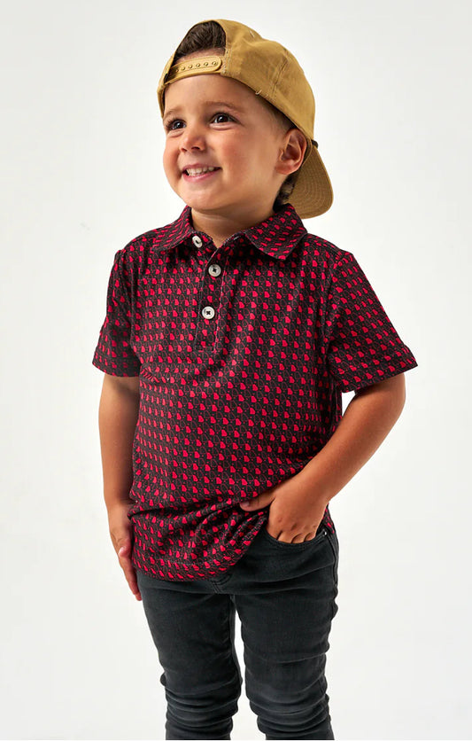 Youth Performance Polo - Georgia - Black & Red