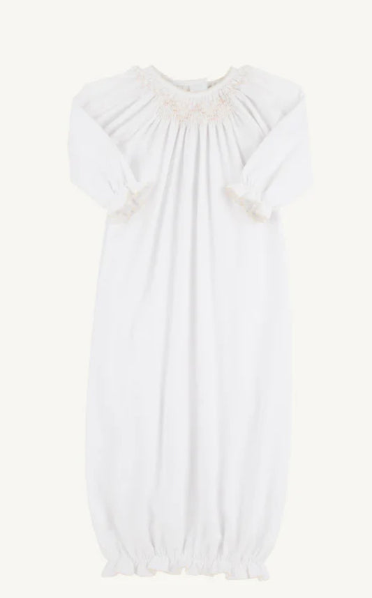 Sweetly Smocked Gown (Unisex)- Worth Ave White/Palmetto Pearl