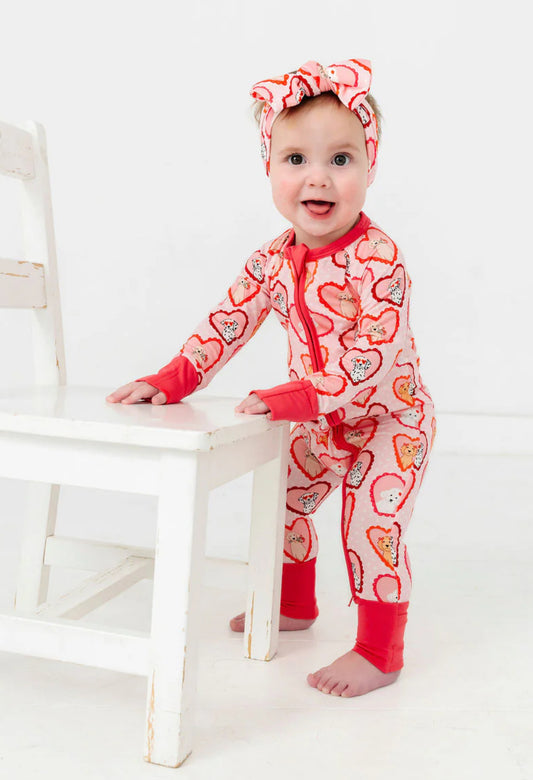 Pink Fur-Ever Valentine Zipper Romper