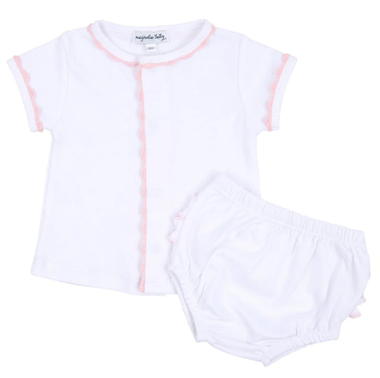 Baby Joy Pink Crochet Trim Ruffle Diaper Cover Set