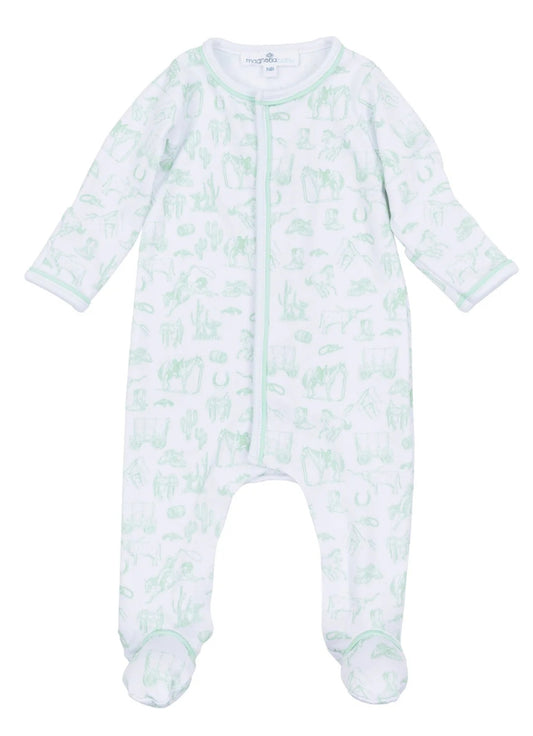Wild West Toile Footie- Green