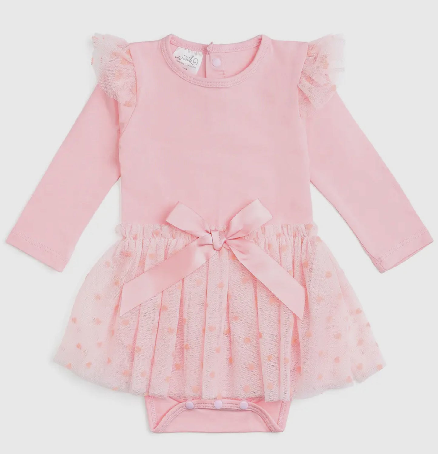 Flocked Heart Valentine’s Day Tiered Tutu Bodysuit