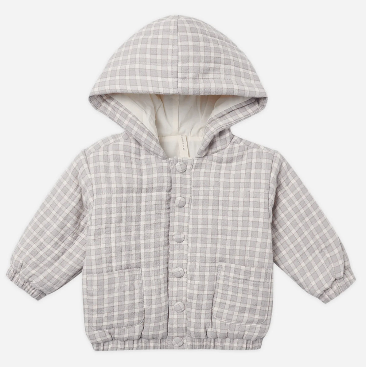 Hooded Woven Jacket- Blue Gingham