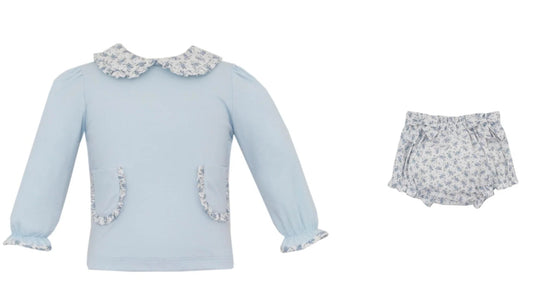 Blue Floral Bloomer Set