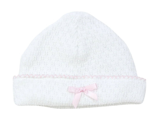 Knit Beanie with Pink Bow