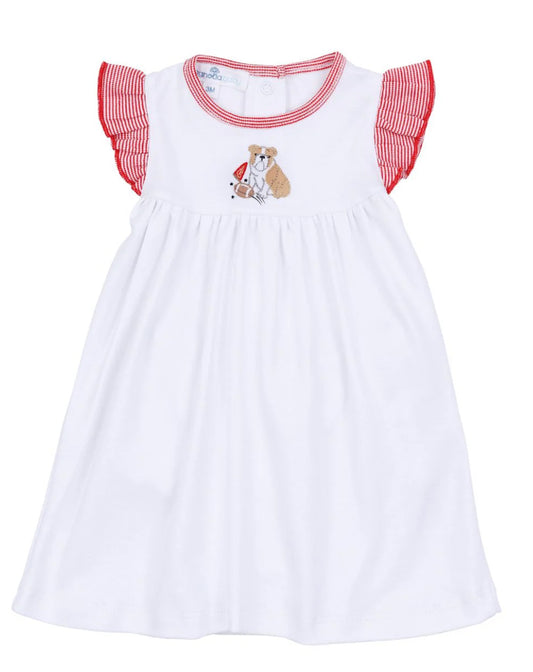 Go Dawgs! Embroidered Flutter Dress