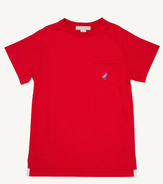 Carter Pocket Crew Neck- Red