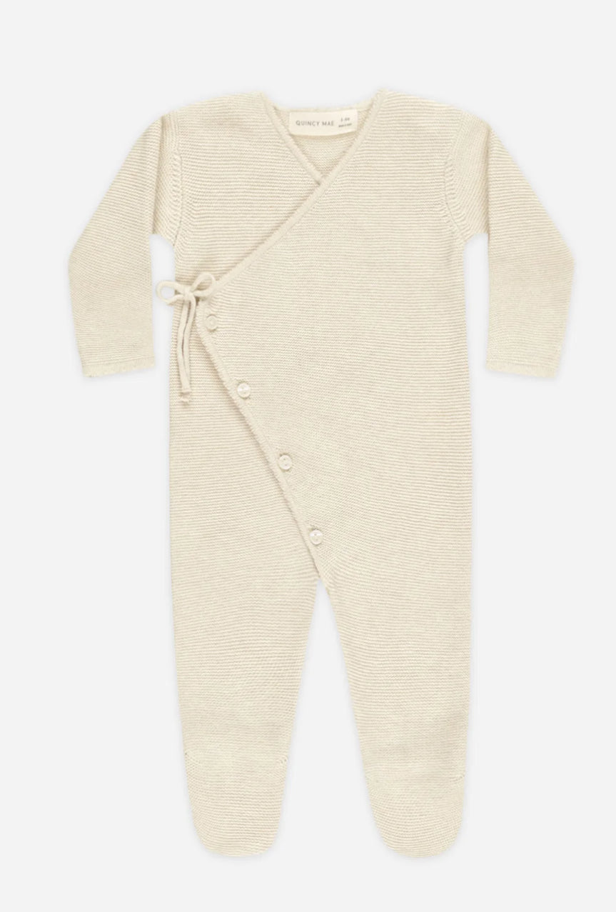 Knit Wrap Top + Pant Set- Natural